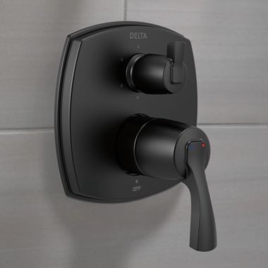 Click here to see Delta T24976-BLLHP Delta Stryke Monitor 14 Series Valve Trim w/ 6-Function Diverter, Less Handle, Matte Black - T24976-BLLHP