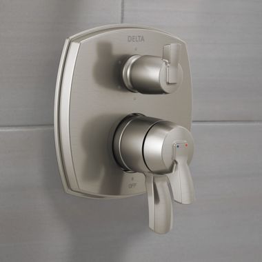 Click here to see Delta T27976-SSLHP Delta Stryke Monitor 17 Series Two-Handle Valve Trim w/ 6-Function Diverter, Less Handle, Stainless - T27976-SSLHP