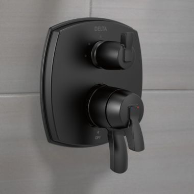 Click here to see Delta T27876-BLLHP Delta Stryke Monitor 17 Series Two-Handle Valve Trim w/ 3-Function Diverter, Less Handle, Matte Black - T27876-BLLHP