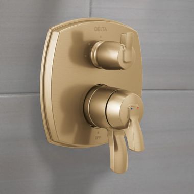 Click here to see Delta T27876-CZLHP Delta Stryke Monitor 17 Series Two-Handle Valve Trim w/ 3-Function Diverter, Less Handle, Champagne Bronze - T27876-CZLHP