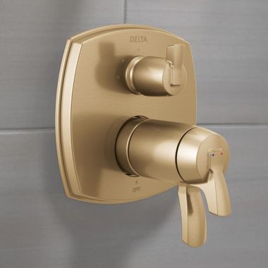 Click here to see Delta T27T876-CZLHP Delta Stryke TempAssure 17T Series Two-Handle Valve Trim w/ 3-Function Diverter, Less Handle, Champagne Bronze - T27T876-CZLHP