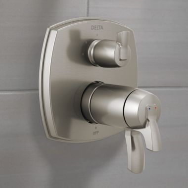 Click here to see Delta T27T876-SSLHP Delta Stryke TempAssure 17T Series Two-Handle Valve Trim w/ 3-Function Diverter, Less Handle, Stainless Steel - T27T876-SSLHP
