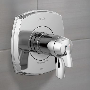 Click here to see Delta T17T076 Delta Stryke TempAssure 17T Series Two-Handle Valve Trim, Lever Handles, Chrome - T17T076