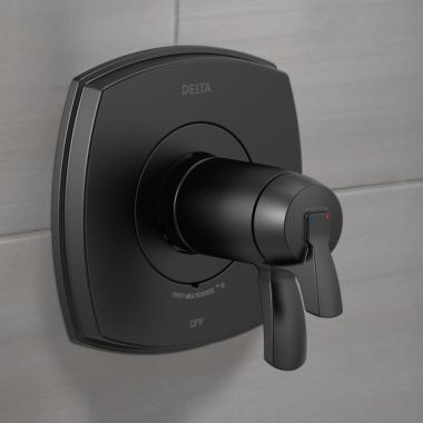 Click here to see Delta T17T076-BL Delta Stryke TempAssure 17T Series Two-Handle Valve Trim, Lever Handles, Matte Black - T17T076-BL