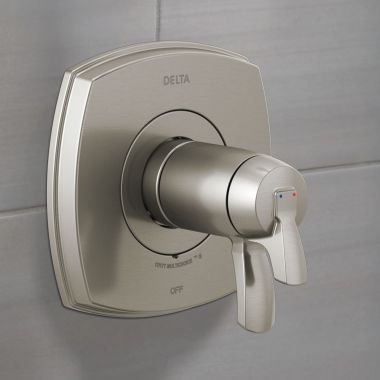 Click here to see Delta T17T076-SS Delta Stryke TempAssure 17T Series Two-Handle Valve Trim, Lever Handles, Stainless Steel - T17T076-SS