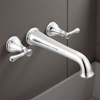 Click here to see Delta T5797-WL Delta Traditional Two-Handle Wall-Mount Tub Faucet Trim, 3-Hole, Lever Handles, ADA-Compliant, Chrome - T5797-WL