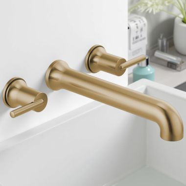 Click here to see Delta T5759-CZWL Delta Contemporary Two-Handle Wall-Mount Tub Faucet Trim, Lever Handles, ADA-Compliant, 8