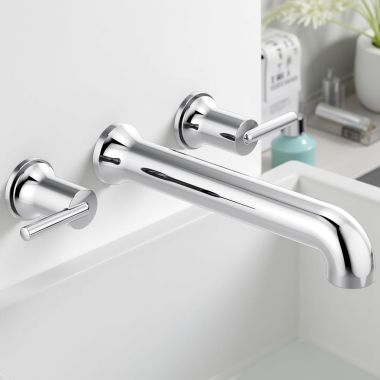 Click here to see Delta T5759-WL Delta Contemporary Two-Handle Wall-Mount Tub Faucet Trim, Lever Handles, ADA-Compliant, 8
