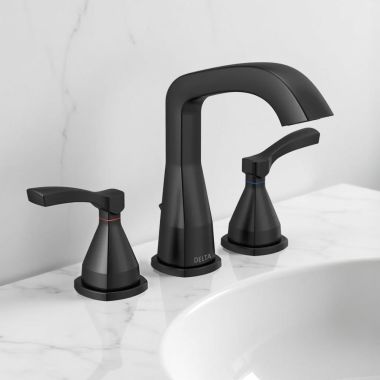 Click here to see Delta 35776-BLMPU-DST Delta Stryke Widespread Bathroom Faucet With Metal Pop-Up, Lever Handles, DIAMOND Seal, ADA, 1.2 GPM, Matte Black - 35776-BLMPU-DST