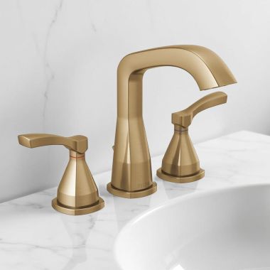 Click here to see Delta 35776-CZMPU-DST Delta Stryke Widespread Bathroom Faucet With Metal Pop-Up, Lever Handles, Diamond Seal, ADA, 1.2 GPM, Champagne Bronze - 35776-CZMPU-DST