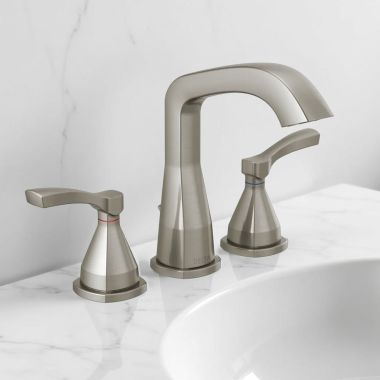 Click here to see Delta 35776-SSMPU-DST Delta Stryke Widespread Bathroom Faucet With Metal Pop-Up, Lever Handles, Diamond Seal, ADA, 1.2 GPM, Stainless - 35776-SSMPU-DST