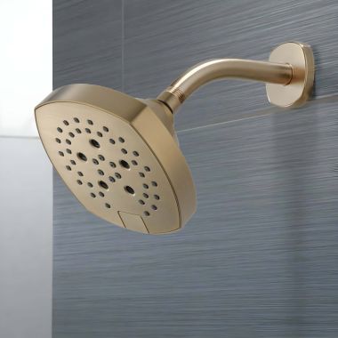 Click here to see Delta 52663-CZ Delta Universal H2Okinetic 5-Setting Shower Head w/ Push-Button Diverter, 1.75 GPM, Champagne Bronze - 52663-CZ