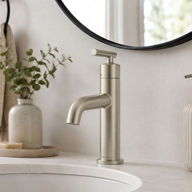 Click here to see  6145BN Moen Gibson Single-Handle Bathroom Faucet with Metal Pop-Up, Lever Handle, 1.2 GPM, Brushed Nickel - 6145BN