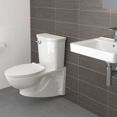 Click here to see American Standard 2882.107.020 American Standard Glenwall VorMax Two-Piece Wall Hung Toilet, Less Seat, Elongated, 1.28 GPF, White - 2882.107.020