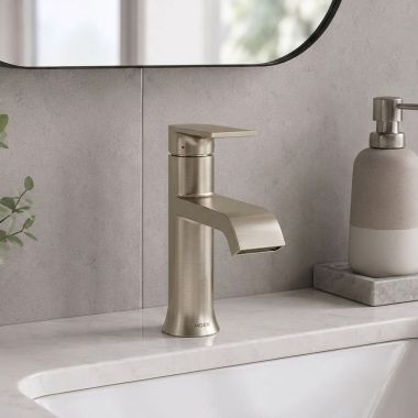 Click here to see  6702BN Moen Genta LX Single-Handle Bathroom Faucet with Pop-Up, Lever Handle, 1.2 GPM, Brushed Nickel - 6702BN