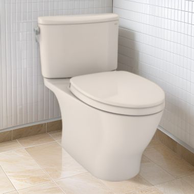 Click here to see Toto MS442124CEFG#12 TOTO Nexus Two-Piece Elongated 1.28 GPF Universal Height Toilet with CEFIONTECT and SS124 SoftClose Seat, WASHLET+ Ready, Sedona Beige - MS442124CEFG#12