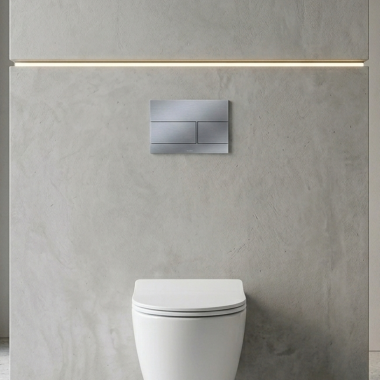 Click here to see TOTO USA INC YT980#SS TOTO Dual Flush Square Push Button Plate for Select DuoFit In-Wall Tank Unit, Stainless Steel - YT980#SS 