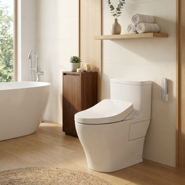 Click here to see TOTO USA INC CST624CEFGAT40#01 TOTO Legato WASHLET+ One-Piece Elongated Toilet, 1.28 GPF, EWATER+, CEFIONTECT, Cotton White - CST624CEFGAT40#01