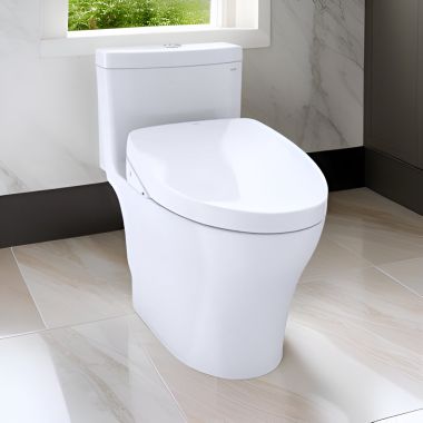 Click here to see Toto MW6463056CEMFGA#01 TOTO Aquia IV WASHLET+ One-Piece Toilet with S550e Bidet Seat, Auto-Open/Close, 1.28/0.8 GPF, Auto-Flush, Cotton White - MW6463056CEMFGA#01