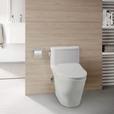 Click here to see  MS642234CEFG#01 TOTO Nexus One-Piece Elongated Toilet with SS234 SoftClose Seat, CEFIONTECT, 1.28 GPF, Cotton White - MS642234CEFG#01
