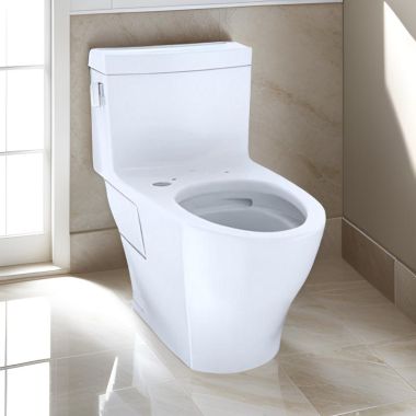 Click here to see Toto CST642CEFGAT40#01 TOTO Nexus One-Piece Skirted Toilet, Less Seat, Elongated, Universal Height, WASHLET+ Ready, 1.28 GPF, Cotton White - CST642CEFGAT40#01