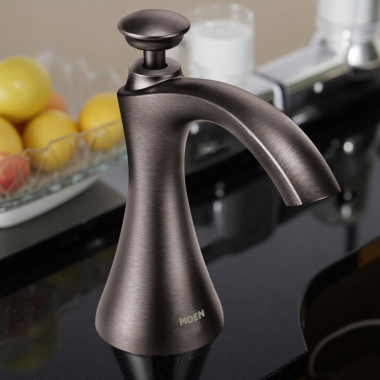 Click here to see Moen S3946BLS Moen Transitional Kitchen Soap/Lotion Dispenser, 18oz, Black Stainless - S3946BLS