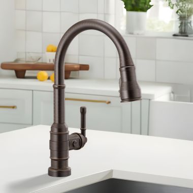 Click here to see Delta 9190T-RB-DST Delta Broderick Single Handle Pull-Down Kitchen Faucet, Touch2O, DIAMOND Seal, MagnaTite, ShieldSpray, ADA, 1.8 GPM, Venetian Bronze - 9190T-RB-DST