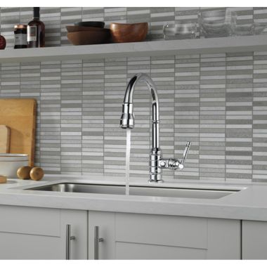 Click here to see  9190-KS-DST Delta Broderick Single Handle Pull-Down Kitchen Faucet, Black Stainless - 9190-KS-DST