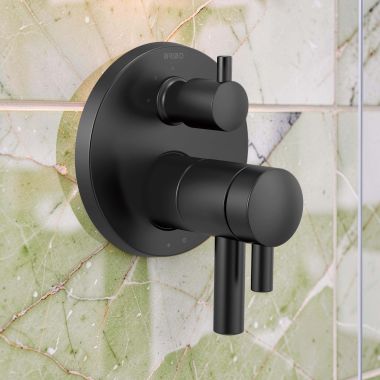 Click here to see  T75575-BL Brizo Odin TempAssure Thermostatic Valve Trim with 3-Function Diverter Trim, MultiChoice, ADA, Matte Black - T75575-BL