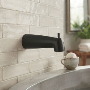 Click here to see  3839BL Moen Wall-Mount Tub Spout with Pull-Up Diverter, Slip Fit, Matte Black - 3839BL