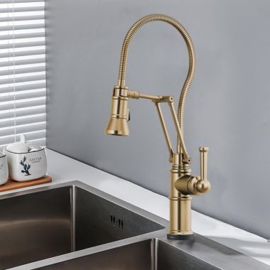 Click here to see Brizo 64125LF-GL Brizo Artesso One-Handle Articulating Kitchen Faucet w/ SmartTouch, 2-Function, MagneDock, 1.8 GPM, Luxe Gold - 64125LF-GL