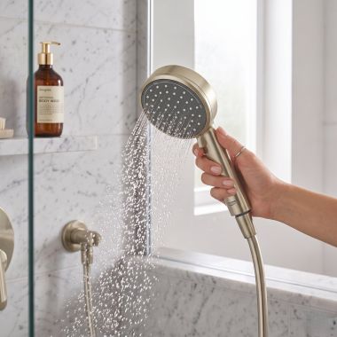 Click here to see  26046EN2 GROHE TEMPESTA Cosmopolitan 100 1.75 GPM 2-Spray Hand Shower, Brushed Nickel InfinityFinish - 26046EN2 