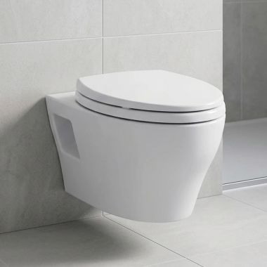 Click here to see TOTO USA INC CT428CFG#01 TOTO EP Skirted Wall-Hung Elongated Toilet Bowl, CEFIONTECT, Universal Height, Cotton White - CT428CFG#01