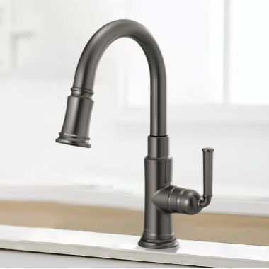 Click here to see Brizo 63974LF-SL Brizo Rook Single-Handle Pull-down Prep Faucet, MagneDock, Lever Handle, 1.8 GPM, Brilliance Luxe Steel - 63974LF-SL