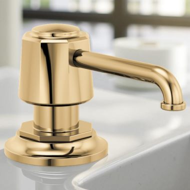 Click here to see Brizo RP100487GL Brizo Rook Soap/Lotion Dispenser, 13 Ounce, Brilliance Luxe Gold - RP100487GL
