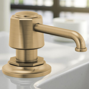 Click here to see Brizo RP100487PG Brizo Rook Soap/Lotion Dispenser, 13 Ounce, Brilliance Polished Gold - RP100487PG