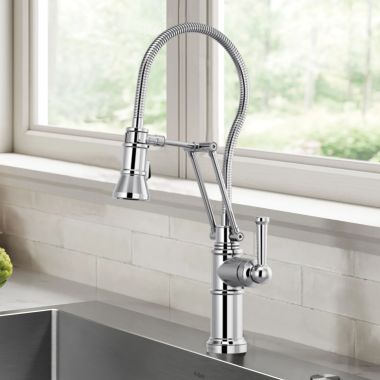 Click here to see Brizo 63125LF-PC Brizo Artesso Single-Handle Articulating Kitchen Faucet w/ Finished Hose, 2-Function Sprayer, MagneDock, 1.8 GPM, Polished Chrome - 63125LF-PC