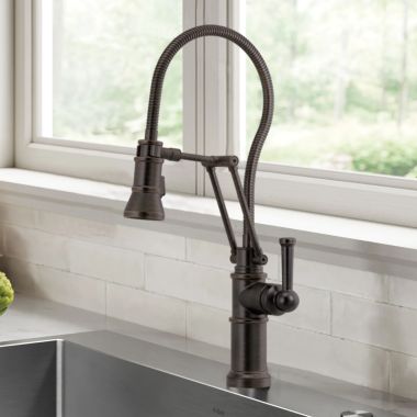 Click here to see Brizo 63125LF-RB Brizo Artesso Single-Handle Articulating Kitchen Faucet w/ Finished Hose, 2-Function Sprayer, MagneDock, 1.8 GPM, Venetian Bronze - 63125LF-RB