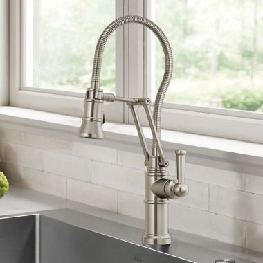 Click here to see Brizo 63125LF-SS Brizo Artesso Single-Handle Articulating Kitchen Faucet w/ Finished Hose, 2-Function Sprayer, MagneDock, 1.8 GPM, Brilliance Stainless - 63125LF-SS