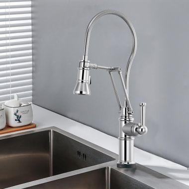 Click here to see Brizo 64125LF-PC Brizo Artesso Single-Handle Articulating Kitchen Faucet w/ Finished Hose, 2-Function Sprayer, SmartTouch, MagneDock, 1.8 GPM, Polished Chrome - 64125LF-PC