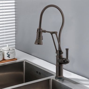 Click here to see Brizo 64125LF-RB Brizo Artesso Single-Handle Articulating Kitchen Faucet w/ Finished Hose, 2-Function Sprayer, SmartTouch, MagneDock, 1.8 GPM, Venetian Bronze - 64125LF-RB