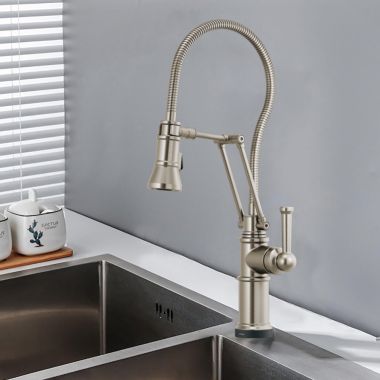 Click here to see Brizo 64125LF-SS Brizo Artesso Single-Handle Articulating Kitchen Faucet w/ Finished Hose, 2-Function Sprayer, SmartTouch, MagneDock, 1.8 GPM, Brilliance Stainless - 64125LF-SS