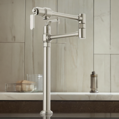 Click here to see Brizo 62744LF-SS Brizo Litze Deck Mount Pot Filler with Industrial Handles, Dual-Jointed, Swivel Spout, 4.0 GPM, Brilliance Stainless - 62744LF-SS