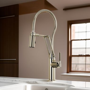 Click here to see Brizo 63143LF-PN Brizo Litze Single-Handle Articulating Kitchen Faucet with Finished Hose, 1.8 GPM, Brilliance Polished Nickel - 63143LF-PN