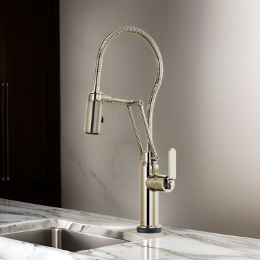 Click here to see Brizo 64144LF-PN Brizo Litze One-Handle Articulating Kitchen Faucet with Finished Hose, SmartTouch, 1.8 GPM, Brilliance Polished Nickel - 64144LF-PN