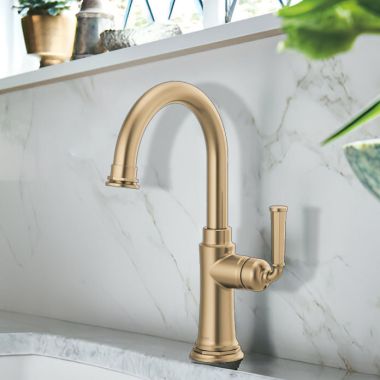 Click here to see Brizo 61074LF-GL Brizo Rook Single-Handle Bar Faucet, Lever Handle, 1.8 GPM, Brilliance Luxe Gold - 61074LF-GL