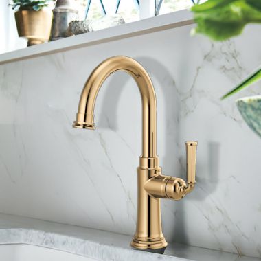 Click here to see Brizo 61074LF-PG Brizo Rook Single-Handle Bar Faucet, Lever Handle, 1.8 GPM, Brilliance Polished Gold - 61074LF-PG