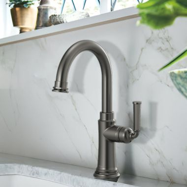 Click here to see Brizo 61074LF-SL Brizo Rook Single-Handle Bar Faucet, Lever Handle, 1.8 GPM, Brilliance Luxe Steel - 61074LF-SL