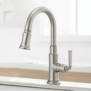 Click here to see Brizo 63974LF-SS Brizo Rook Single-Handle Pull-down Prep Faucet, MagneDock, Lever Handle, 1.8 GPM, Brilliance Stainless - 63974LF-SS