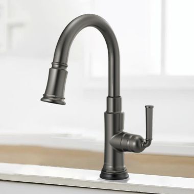 Click here to see Brizo 64074LF-SL Brizo Rook Single-Handle Pull-down Kitchen Faucet, SmartTouch, MagneDock, Lever Handle, 1.8 GPM, Brilliance Luxe Steel - 64074LF-SL